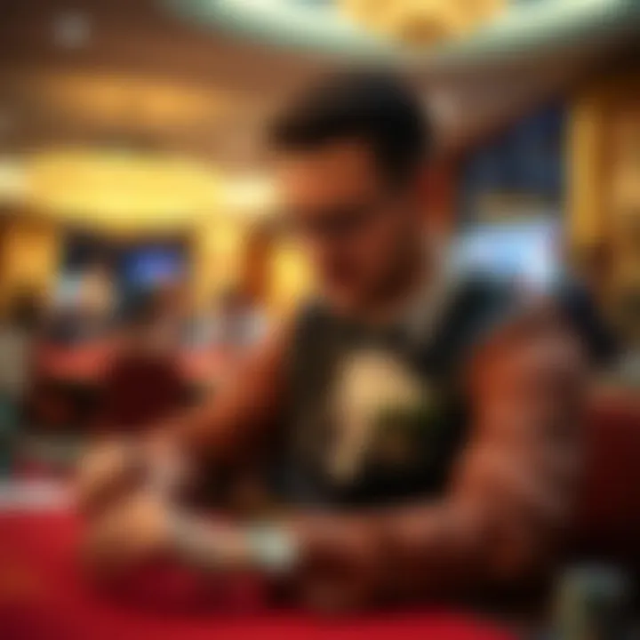 Close-up of a player assessing their betting strategy