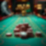 A sophisticated baccarat table layout with chips