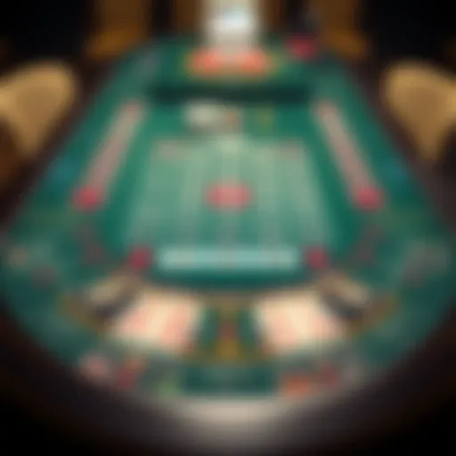 Detailed layout of a baccarat table showcasing betting areas