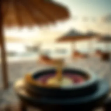 A serene beach with a roulette table set up for free play