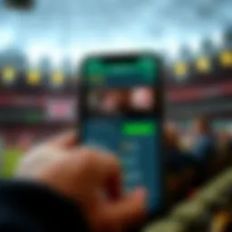 User interface of the bet365 app showcasing live betting features.