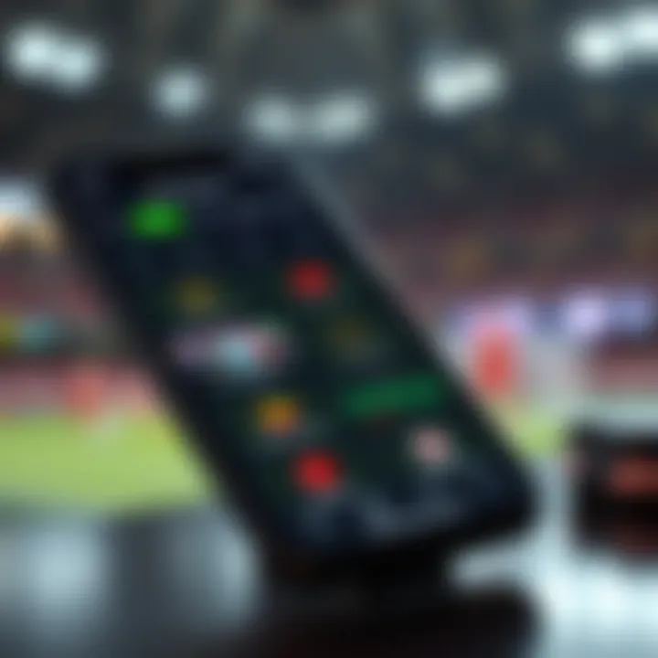 User interface of a betting app displaying various functions