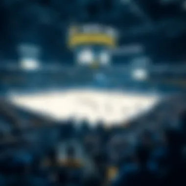 Historic arena of the Boston Bruins during a game night