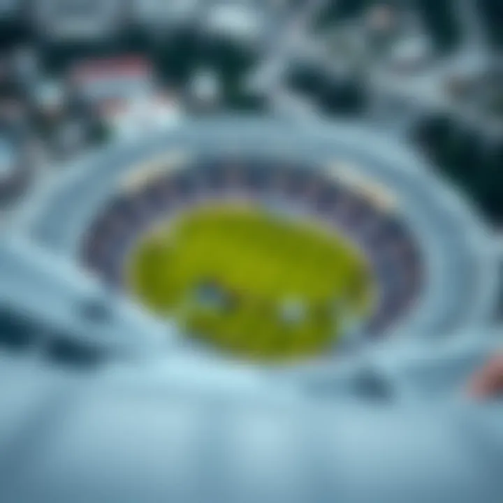 Aerial view of a Bulgarian football stadium during a match