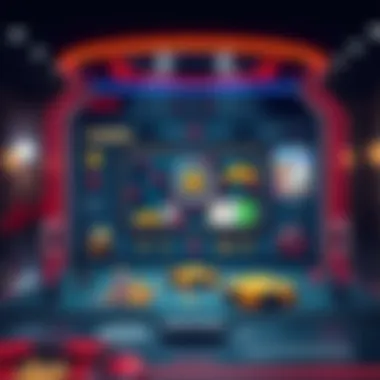 A futuristic interface showcasing casino game applications