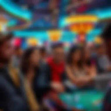 A diverse group of tourists enjoying various casino games