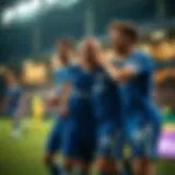 Chelsea football team celebrating a goal