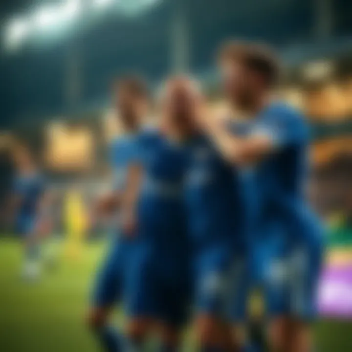 Chelsea football team celebrating a goal