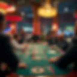 The excitement of a craps table with players engaged.