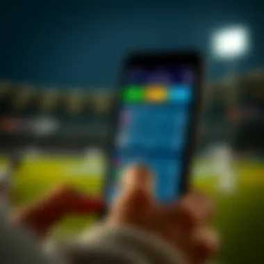 Mobile device displaying cricket live score app