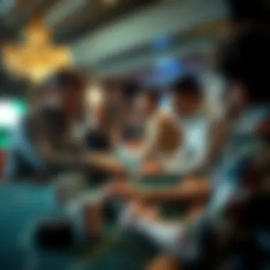 Dealer interacting with players at the blackjack table