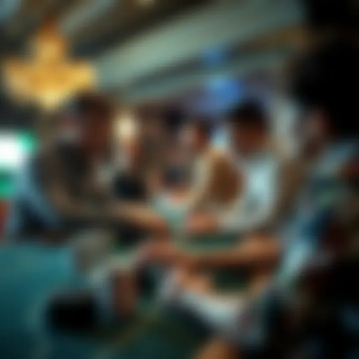 Dealer interacting with players at the blackjack table