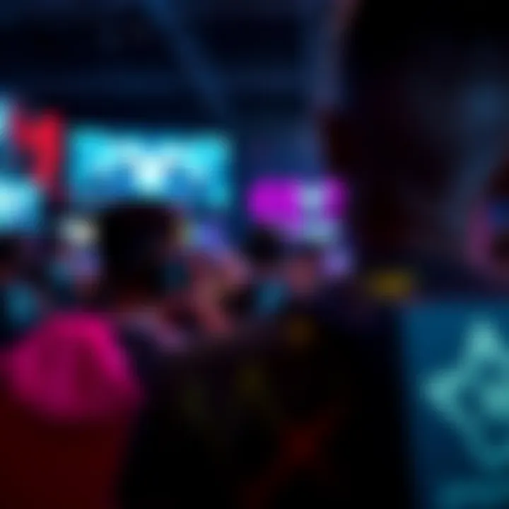 Colorful eSports tournament scene showcasing players in action