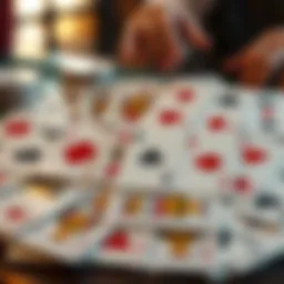 An intricate layout of various card combinations symbolizing strategic choices