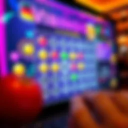 A vibrant virtual bingo card on a digital screen