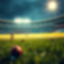 A vibrant cricket field during a thrilling match that showcases the excitement of digital sports