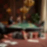 An elegant gaming table with cards and chips