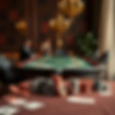 An elegant gaming table with cards and chips