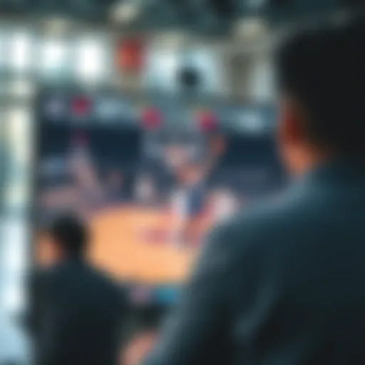 View of a basketball game screen with a streaming interface