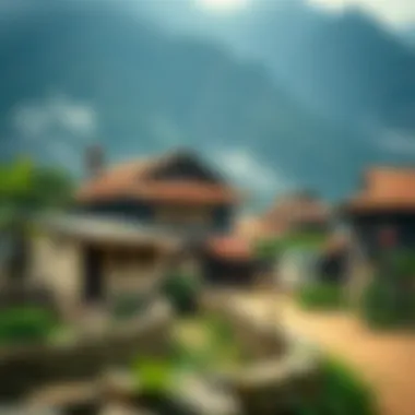 A traditional Nepalese village, displaying the unique architecture and lifestyle amidst stunning nature.