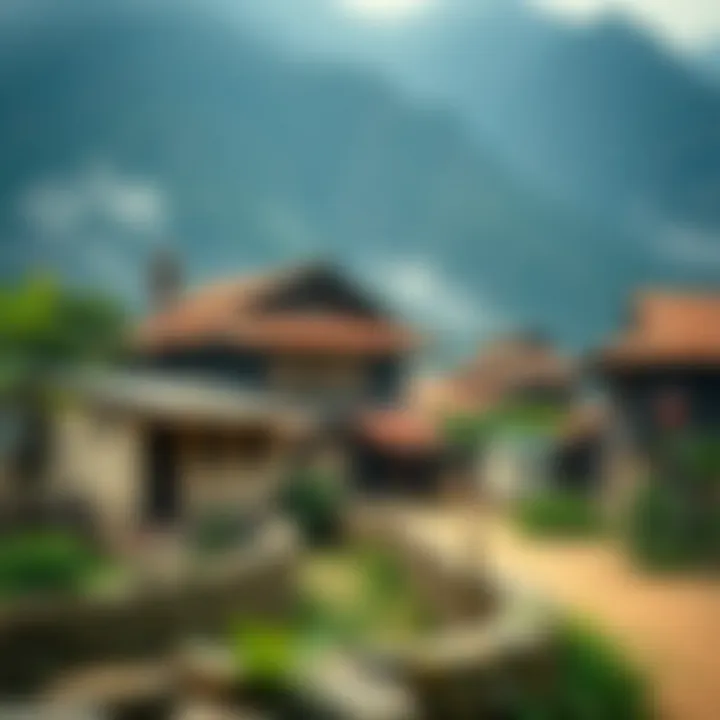 A traditional Nepalese village, displaying the unique architecture and lifestyle amidst stunning nature.