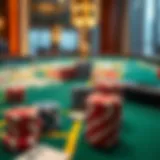 Elegant baccarat table showcasing chips and cards