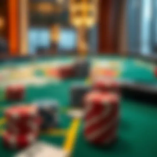 Elegant baccarat table showcasing chips and cards