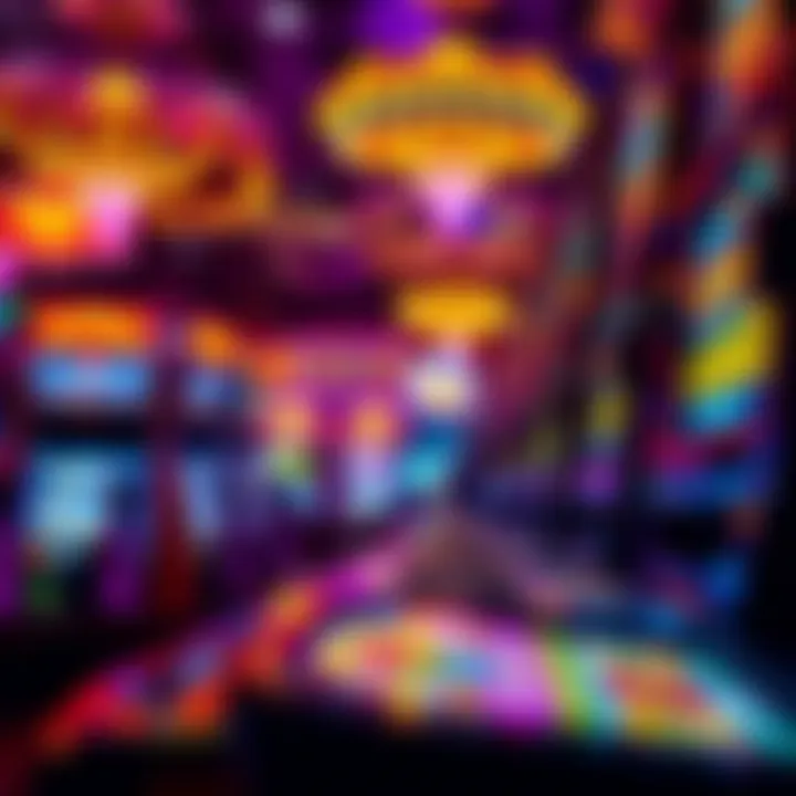 A vibrant slot machine area filled with lights