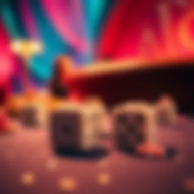 A close-up of dice with a vibrant background emphasizing luck and chance