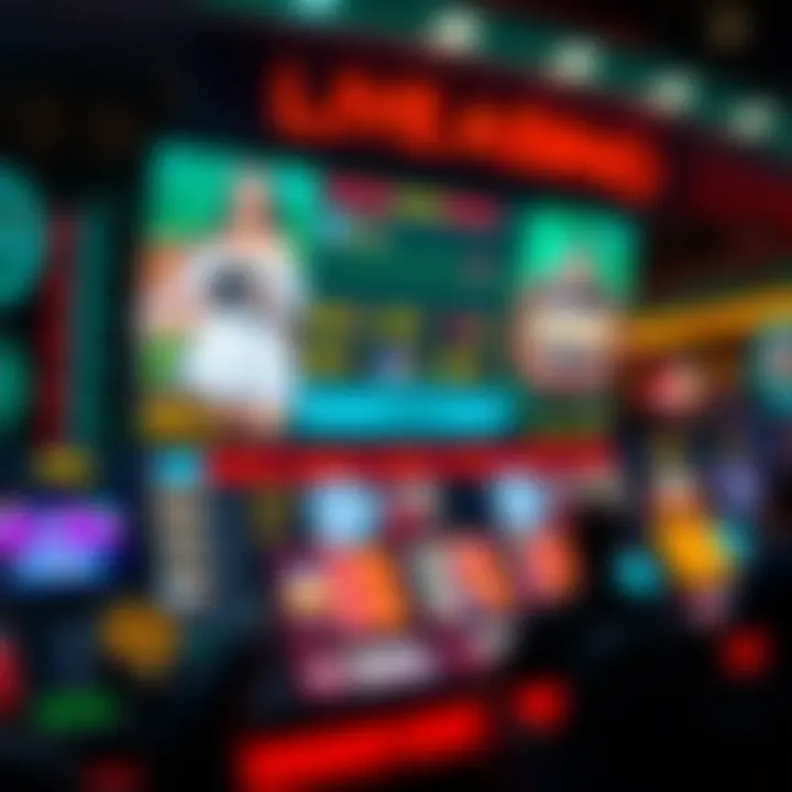 A digital interface showcasing live casino games