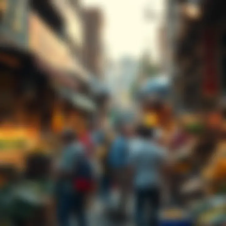 Economic activity in Phoenix represented through bustling market scene