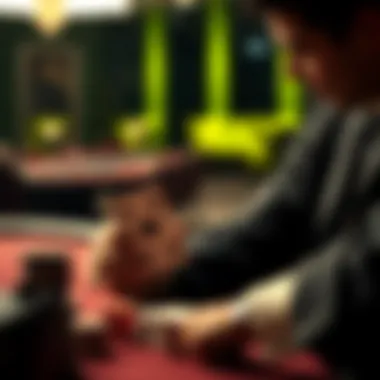 An artistic depiction of psychological aspects in blackjack, illustrating tactics and player mindset.