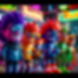 Visual representation of Reactoonz characters in a vibrant setting