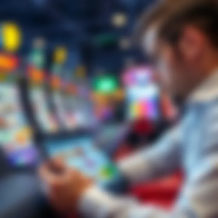 A strategic player analyzing patterns and statistics on a tablet