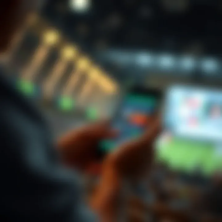 User engaging with an online betting application on a smartphone